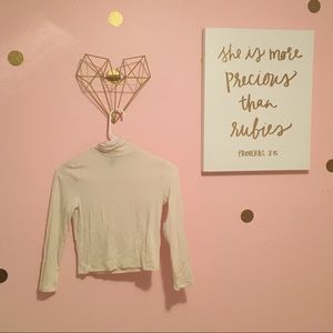 Cropped White Forever 21 Turtleneck Top